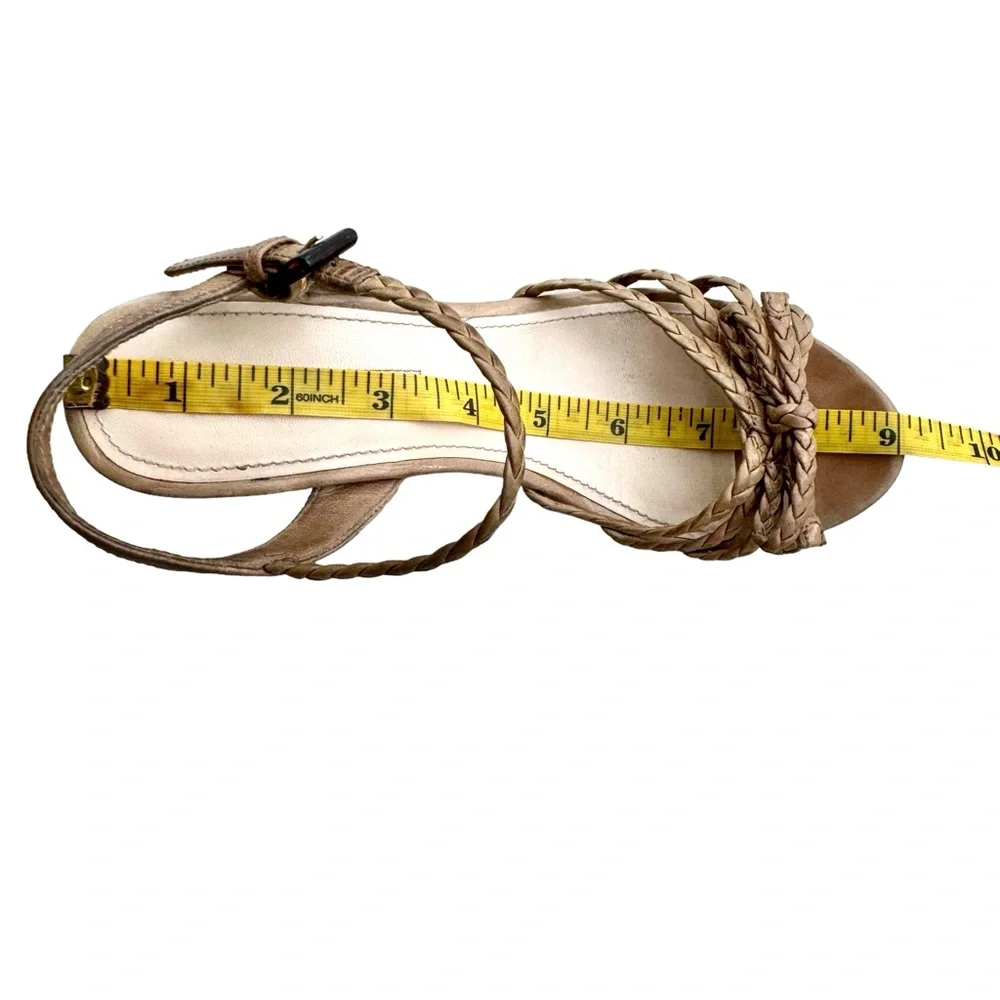 PRADA Strappy Sandals Cork Wedges Tan - Picture 16 of 16